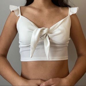 SHEIN knotted self-tie ruffled crop top
